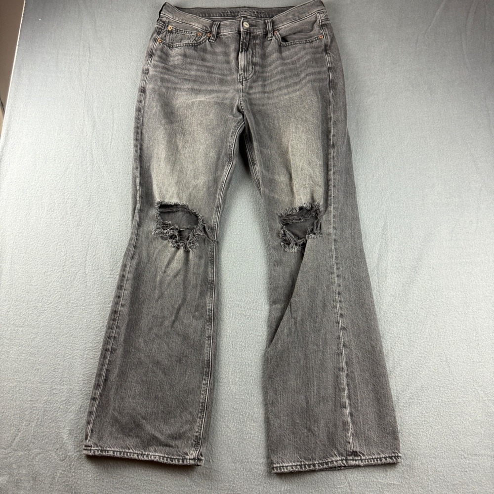 American Eagle Jeans Women's 10 Black 90s Bootcut Distressed High Rise Stretch